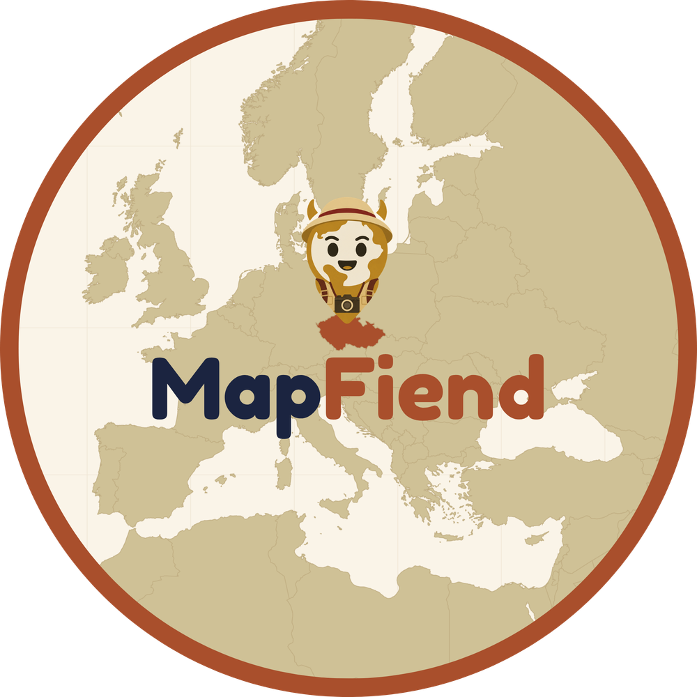 The MapFiend map, a country outline centered on Europe